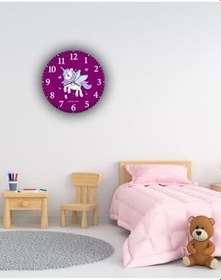 Resim Aksesuar Unicorn Çocuk Dekoratif Ahşap Duvar Saati 33x33 