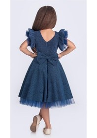 Resim Mnk Baby & Kids Simli Şanzelize Kız Çocuk Abiye Elbise M00669 İndigo 