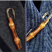 Resim Omeniv Bambu Vintage Antika Tarz Broş Çengelli İğne Şal İğnesi 