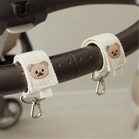 Resim 2 Adet Sevimli Karikatür Ayı Bebek Arabası Kancaları, Sihirli Bantlı Güçlü Yapışkan saç tokası, Çok İşlevli İşlemeli Ayı Kancaları, Malzeme, Bebek Arabası Aksesuarları Seti 