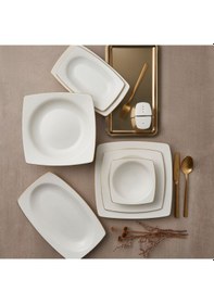 Resim Güral Caroline 54 Parça 12 Kişilik Kare Yemek Takımı Altın Yaldız 20 Diğer 