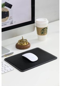 Resim Guard Dikiş Detaylı Siyah Deri Mouse Pad 26 x 20 Cm 