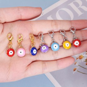 Resim 10 Adet Nazar Boncuğu DIY Kolye ve Bilezik Aksesuarları, Yaratıcı Kolye Uçları Rastgele Renklerde 