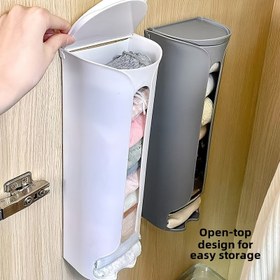 Resim Duvara monte iç çamaşırı ve çorap düzenleyici - Matkap gerektirmeyen, kolay erişime sahip depolama kutusu, ev için kapaklı, dayanıklı plastik, dolap düzenleme için ideal, kıyafet düzenleyici depolama 