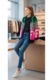 Resim Minimoda Kids Kız Çocuk Yazı ve Desenli Uzun Triko Hırka 