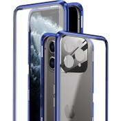 Resim iPhone 11 Pro Max İçin Manyetik Metal Bumper Tam Kaplayıcı Kamera Korumalı Kılıf (Yurt Dışından) 