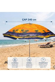 Resim abnturk Renk Desen Garantisi Yoktur.! 8 Telli 240 Cm Çaplı Katlanabilir Taşınabilir Dayanıklı Polyester Kumaş Plaj Deniz Şemsiyesi & Bahçe 