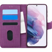 Resim Samsung Galaxy S21 Kılıf Fabric Book Wallet Mor Microsonic