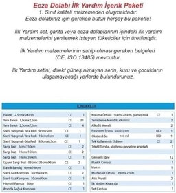 Resim İlk Yardım İçeriği Ecza Dolabı Yedek İçeriği Lüx içerikli- PHL 