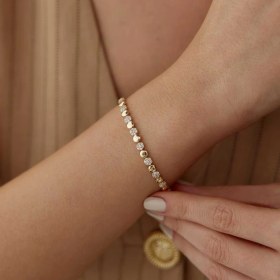 Resim Minimal Plaka Ve Taş Örüntülü Bileklik Sarı 