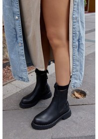 Resim Messina Siyah Hakiki Deri Kadın Bot-siyah Deri Siyah 