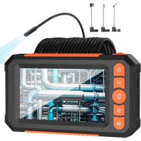 Resim 10 mt Sert Kablo Çift Kameralı Ekranlı Endoskop Yılan Kamera Işıklı 8 mm 