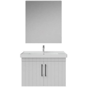 Resim Creavit D20 80 Cm Banyo Dolabı Ve Düz Ayna Takımı Beyaz 