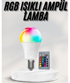 Resim Ilkeshop Akıllı Rgb Led Ampul Led Uzaktan Kumandalı Renk Değiştiren Ampul Mavi 