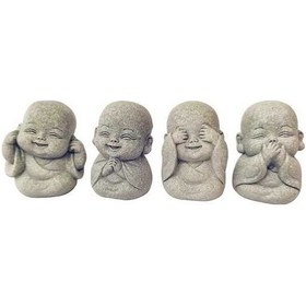 Resim Fortunelane 4 Adet Zen Budha Heykeli - Ev Dekorasyonu Masaüstü Çay Evcil Hayvanı - Mikro Peyzaj İçin Sanatsal Heykel Seti 