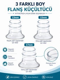 Resim BabyHope Göğüs Pompası Kalkanı Silikon Flanş Küçültücü 13-15-17 mm 3'lü Set 