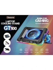 Resim GT100 Gaming Laptop Sogutucu 2200RPM, Rgb Işıklı, LED Display Notebook Soğutucu Stand 