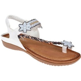 Resim Pullman Taşlı Parmak Arası Kadın Sandalet Gj-1503 Beyaz-beyaz 