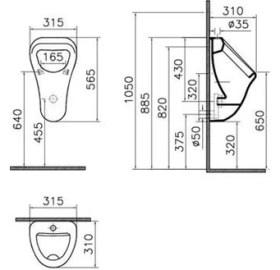 Resim Vitra Arkitekt Pisuvar 6202L003-0198 