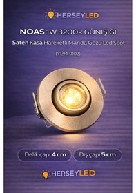 Resim Noas 1w 3200k Günışığı Saten Kasa Hareketli Manda Gözü Led Spot Yl94-0102 Gün Işığı 