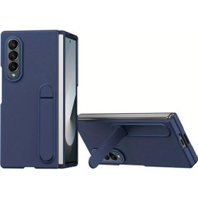 Resim Turcoshop11 Samsung Galaxy Z Fold 5 Derin Mavi Avrupa Amerikan Şık İş Kılıf Katlanır 