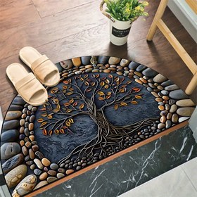 Resim 1 adet Yaşam Ağacı Hoşgeldiniz Matı, Yıkanabilir, Kaymaz, Silikon Tabanlı, Polyester Malzeme, Makine Yıkanabilir, Veranda / Oturma Odası / Yatak Odası / Ofis ve Dış Mekan Dekorasyonu için 