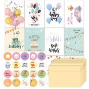 Resim 24 Adet / Set Zarflar Ve Çıkartmalar Seti İle Mutlu Yıllar Tebrik Kartı Kp002 