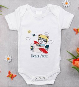 Resim Bitmeyenkartus Bk Kids Isimli Sevimli Pilot Tasarımlı Bebek Body Zıbın - Model 1 Çok Renkli 