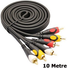 Resim 10M 3 Rca To 3Rca Ses Video Sinyal Kablosu - Özel Bakır Seri 