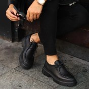 Resim Saillaker’s Sail Lakers - Siyah Deri Bağcıklı Erkek Sneaker 