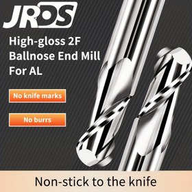 Resim JRDS HRC55 Tungsten Karbür Top Burçlu Freze Ucu, 2 Kanallı, Krom Kaplama Yüzeyli, CNC Kesici Alet - Dökme Demir, Aşındırıcı Çelik ve HRC55 Altındaki Malzemeler İçin Uygun - Boyut Aralığı R0.5 ile R6 
