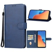 Resim Xiaomi Redmi 12 Deri Telefon Kılıfı İçin Mavi 