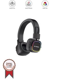 Resim Torima HD-12 Siyah RGB Işıklı Güçlü Bas Kulak Üstü Kablosuz Bluetooth Kulaklık 
