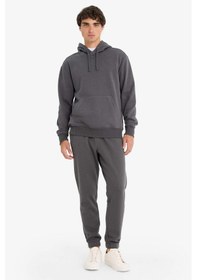 Resim Defacto Regular Fit Beli Bağcıklı Cepli Paçası Lastikli Şardonlu Basic Düz Jogger Eşofman Altı E6326ax25auar104 Antrasit 