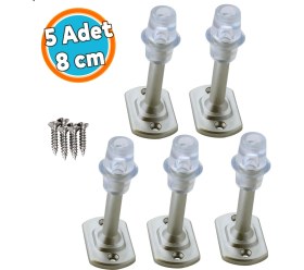 Resim Kapı Stoperi Tamponu Plastik Tampon Saten 8 cm Kapı Stopu Silikonlu 5 Adet 