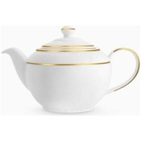 Resim Beyaz Çaydanlık Ince Bone China Mozaik Tasarım, Altın Ayrıntılar 1l Kapasite Çok Renkli 