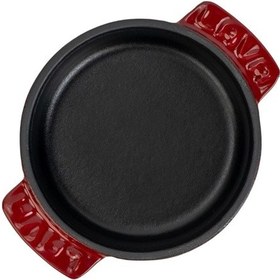 Resim Lava Döküm Yuvarlak Güveç Kabı Döküm Demir Yekpare Çift Kulplu Çap Ø 11cm.-bordo Bordo 