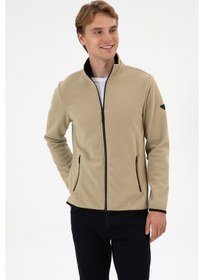 Resim U.S. Polo Assn. Erkek Regular Fit Açık Haki Polar Örme Hırka 50313779-VR183 