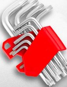 Resim TechnoStation Tork Anahtarı Seti Yıldız Uçlu Çoklu Manuel Anahtar Seti 9 Parça Çelik Kısa Alyan Takımı 