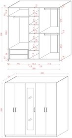 Resim ASRA TREND Petra Desen G-04 5 Kapaklı 2 Çekmeceli Aynalı Gardırop 200x218 cm Çok Raflı Askılıklı Elbise Dolabı%100 MDFLAM Modern Yatak Odası Dolabı 