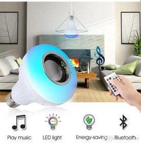 Resim Bluetoothlu Hoparlörlü Led Ampul Kumandalı 16 Renkli Disko Ampul 