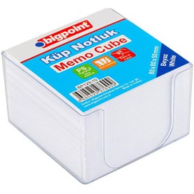 Resim Bigpoint BP129-10 Akrilik Küp Blok Notluk Beyaz 8x8cm 