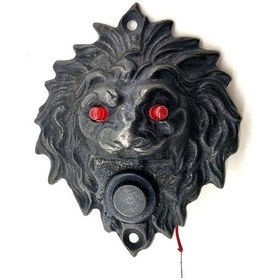 Resim Antika Tarz Dekoratif Pirinç Aslan Kapı Zili - 100x78 Mm, Oksit, Led Işıklı 