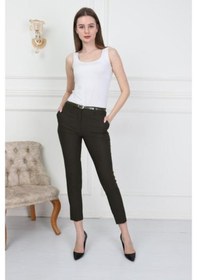 Resim Bluence Beli Ince Kemerli Siyah Dar Paça Kumaş Pantolon Siyah 