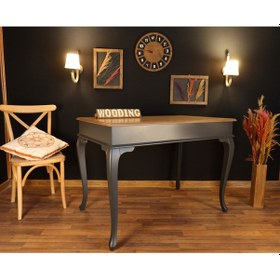 Resim Wooding-Mobilya Wooding 120 Cm Masif Antrasit Naturel Yemek Masası 