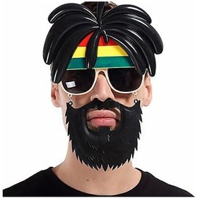 Resim Universal Rasta Peruklu Rasta Sakallı Bıyıklı Parti Gözlüğü 27x18 Cm 