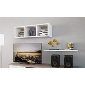 Resim Modilayn 90cm Ardin Duvar Raflı 3 Bölmeli Beyaz Kitaplık Ard604 