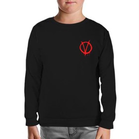 Resim V for Vendetta - V logo Siyah Çocuk Sweatshirt 