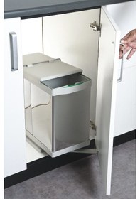 Resim Çöp Kovası Raylı Tek Kovalı Paslanmaz 40Cm Açık Gri 20+1Lt Gri 