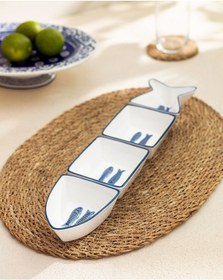 Resim Madame Coco Marine 4 Parça Sunum Tabağı Mavi - Beyaz 